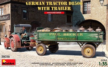 German tractor D8506 with trailer. Kit plástico escala 1/35.