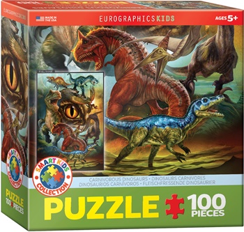 Dinosaurios carnívoros, puzzle de 100 piezas.