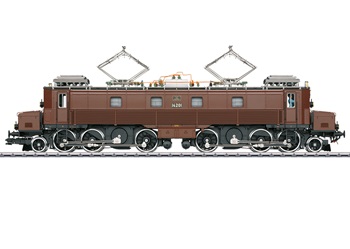Locomotora eléctrica clase Ce 6/8 color marrón, época VI.