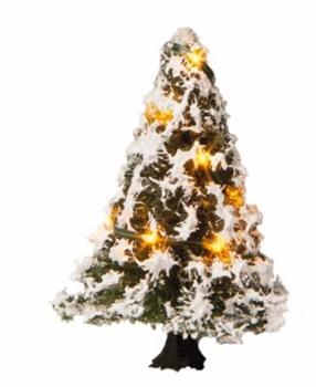 Arbol de Navidad Iluminado nevado con luz LED, 5 cm.
