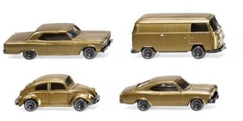 Set 4 coches: Opel Rekord, Chevolet Malibu, VW Kafer, VW Bus.. Escala