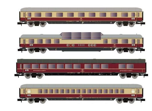 Set de 4 coches DB Trans Europ Express, época IVa.