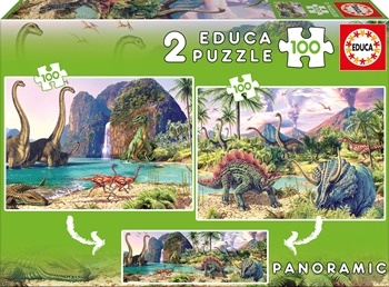 Dino world, 2 puzzles de 100 piezas.