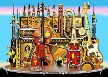 Castillo de música, puzzle de 1000 piezas de madera.