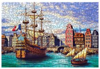 Barcos antiguos en Harbour, puzzle de madera con 505 piezas.