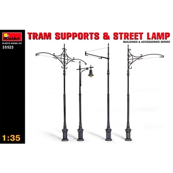 Accesorios soportes tranvía y lamparas de calle, escala 1/35.