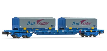 Vagón portacontenedores MMC Cadefer/Railsider, época VI.