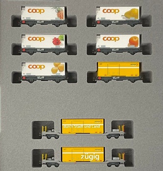 Set de 8 vagones con contenedor RhB.
