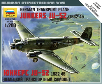 German transporte plane Junkers Ju-52 1932-1945, escala 1/200.