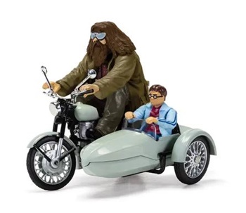 Hagrid s motorcycle sidecar amb Harry Potter.