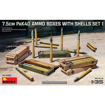 7.5 cm Pak40 Ammo boxes with shells set 1, escala 1/35.
