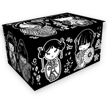 Caja de muñecas japonesas para pintar.