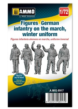 Figures German infantry on the march winter uniform, escala 1/72.