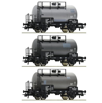 Set de tres vagones cisterna de 2 ejes, clase Uahs, de la Deutsche Rei