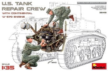 U.S. tank repair crew, con motor W-570, escala 1/35.