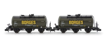 Set de dos vagones cisterna PR RENFE BORGES, época III.