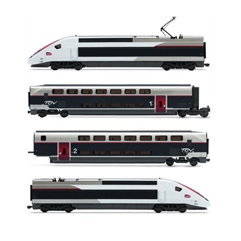 Set de 4 unidades de TGV Duplex Camillon de la SNCF, época VI.