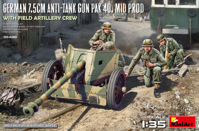 German 7.5cm anti-tank gun pak.40 mid prod, escala 1/35.