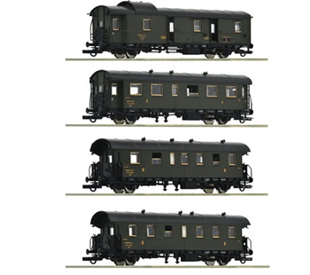 Set de cuatro coches pasajeros SNCF, época III.