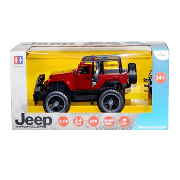 Jeep Wrangler RTR color rojo, escala 1/14.