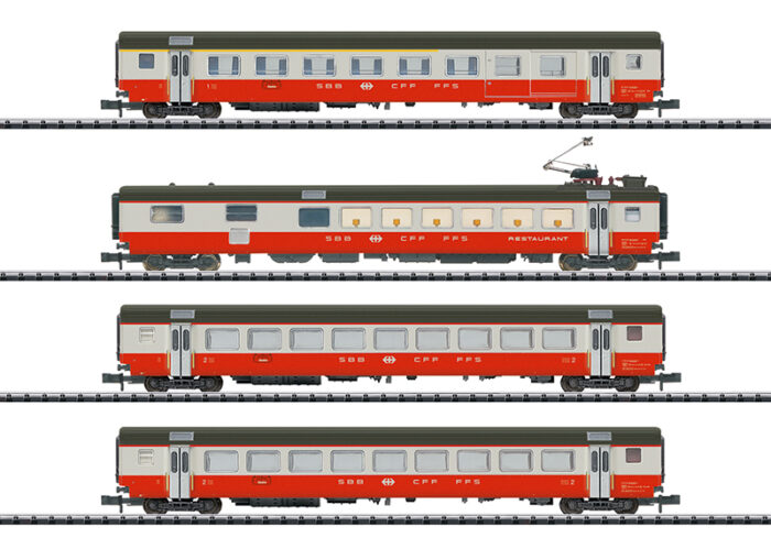 Set de 4 vagones de expreso diferentes del tipo EW III de los FFCC fed