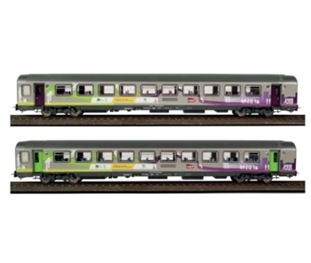 Set de dos coches pasajeros corail Remi SNCF A10tuh + B11tu, época VI.