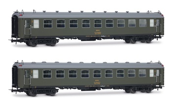 Set 2 coches RENFE 5000 de 2 Clase BB4 verdes con fuelle época IV.