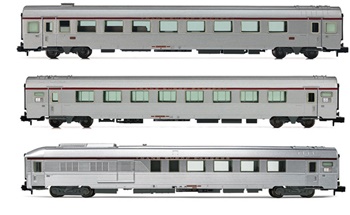 Set de tres coches pasajeros TEE Mistral de la SNCF, época IV.
