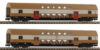 Set de dos coches de pasajeros de doble piso, tipo DBmue, de la Deutsc