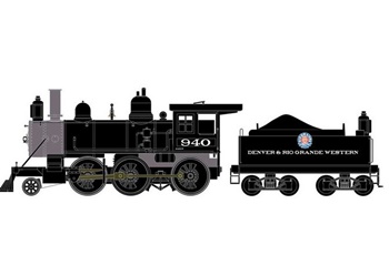 Locomotora de vapor Rio Grande 2-6-0 #940.