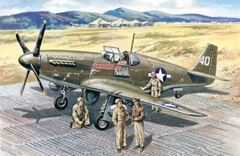 Mustang P-51B con piloto y personal.