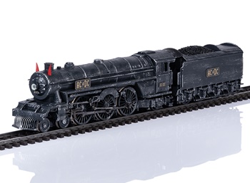 Locomotora de vapor Black Ice con una tierna, basada en el fondo del A