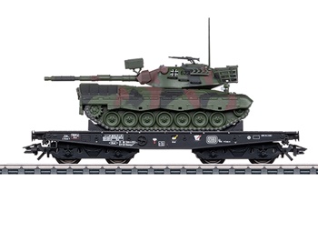 Vagón plano tipo Rlmmps 650 de alta resistencia con tanque Leopard 1A1