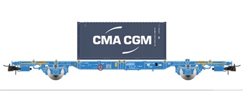 Vagón plataforma tipo Lgnss, con contenedor CMA CGS