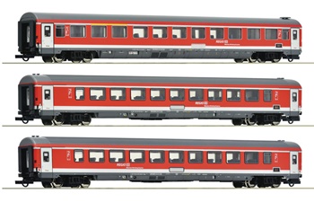 Set de tres coches pasajeros Munchen Nurnberg Express, época VI.