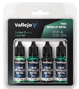 TRUE METALLIC METAL Set de pinturas color Verde Sombrio.