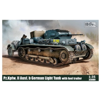 Pz. Kpfw. II Ausf. german light tank with fuel trailer.