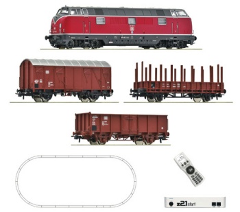 Set digital z21 start: Locomotora diésel serie 221 con tren de mercanc