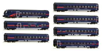 Set de coches Nightjet de los ferrocarriles federales de Austria.