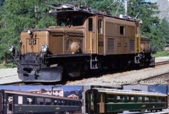 Set locomotora Ge 6/6I Rhatische Cocodrile con set de 5 coches pasajer