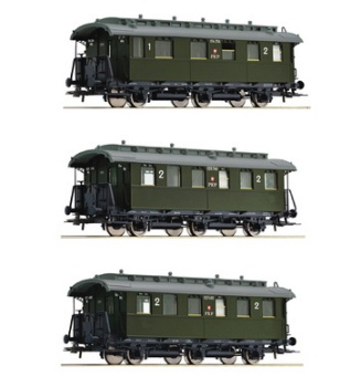 Set de tres coches de pasajeros de los ferrocarriles estatales polacos