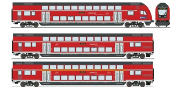 Set de tres coches de dos pisos de la Deutsche Bahn.