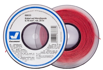 Rollo de cable 0.14mm color rojo, 25m.