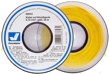 Rollo de cable 0.14mm color amarillo, 25m.