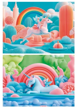 Unicornios mágicos, 2 puzzles de 48 piezas.