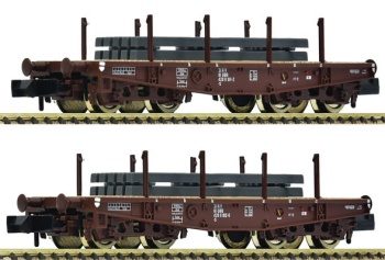 Set de dos vagones planos de servicio pesado, el S, los Ferrocarriles