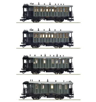 Set de cuatro coches de ferrocarril locales de los Royal Bavarian Stat