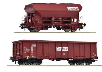 Set de dos vagones, un vagón de carga abierto de 4 ejes, Genus Eas y u