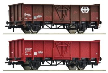 Set de dos vagones de carga abierto de 2 ejes tipo L7 de los Ferrocarr