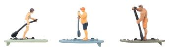Personajes haciendo paddle surf.